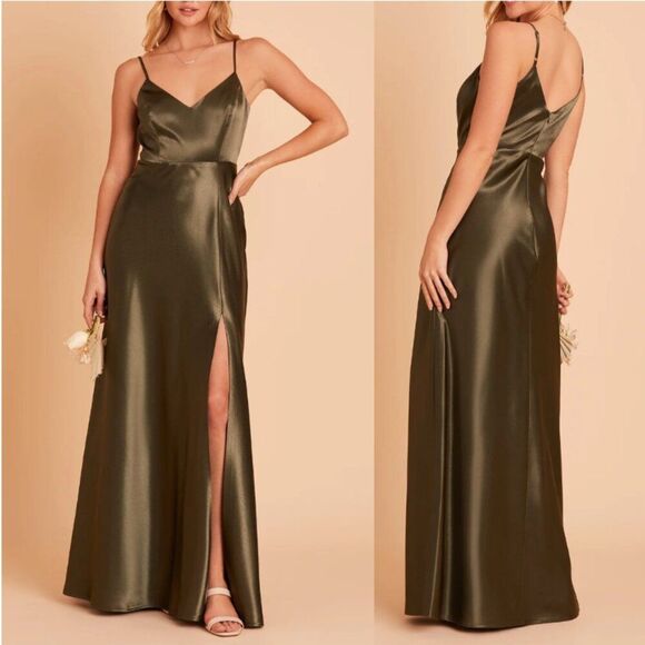 Birdy Grey Dresses & Skirts - NWT Birdy Grey Jay Long Dress - Shiny Satin Olive Green